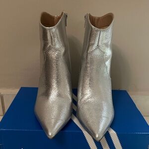 Metallic Silver Ankle Boots
